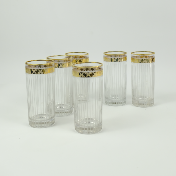 Set of 6 pieces of glass cup with special golden pattern bold frame Dubai United Arab Emirates