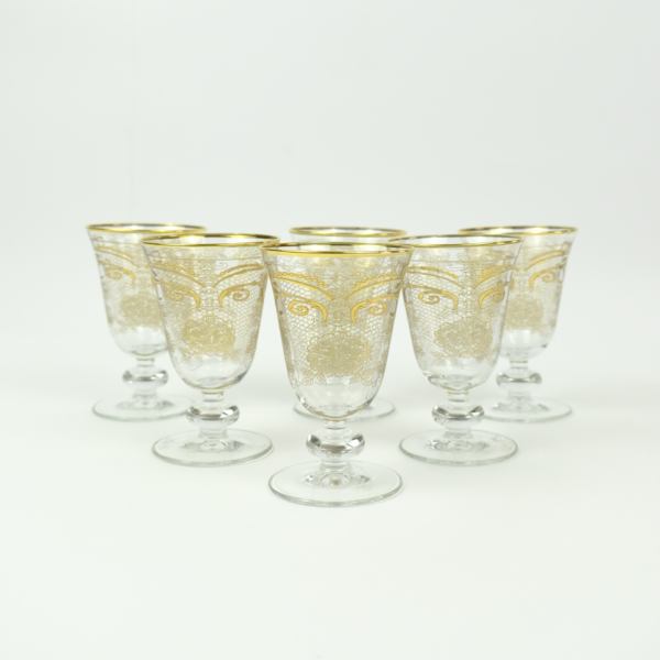 Set of 6 pieces of glass cup with golden pattern art Dubai United Arab Emirates